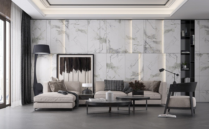 Which kind of tile is used for living room decoration?